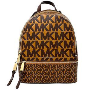 Zip Medium Backpack, Leather, Acorn/Multicolor